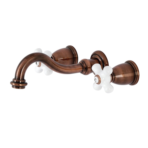 KS312PXAC Vintage 2-Handle Wall Mount Bathroom Faucet, Antique Copper